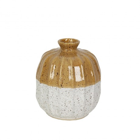 Jarra Ceramica Branco e Mostarda 0.22m altura